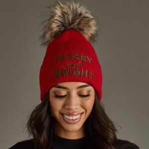 Panache Red Merry & Bright Knit Pom Hat